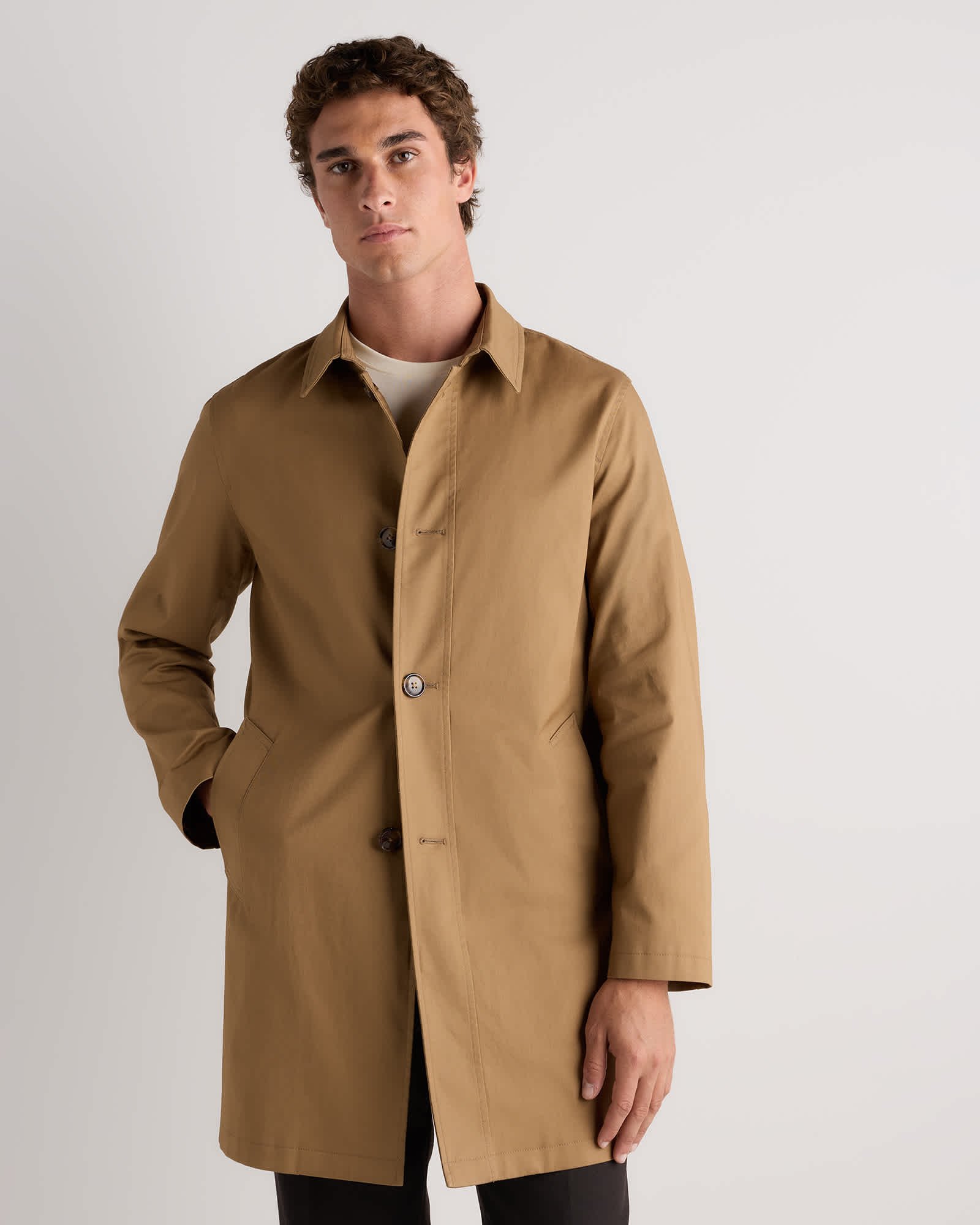 Dark Khaki Comfort Stretch Trench Coat