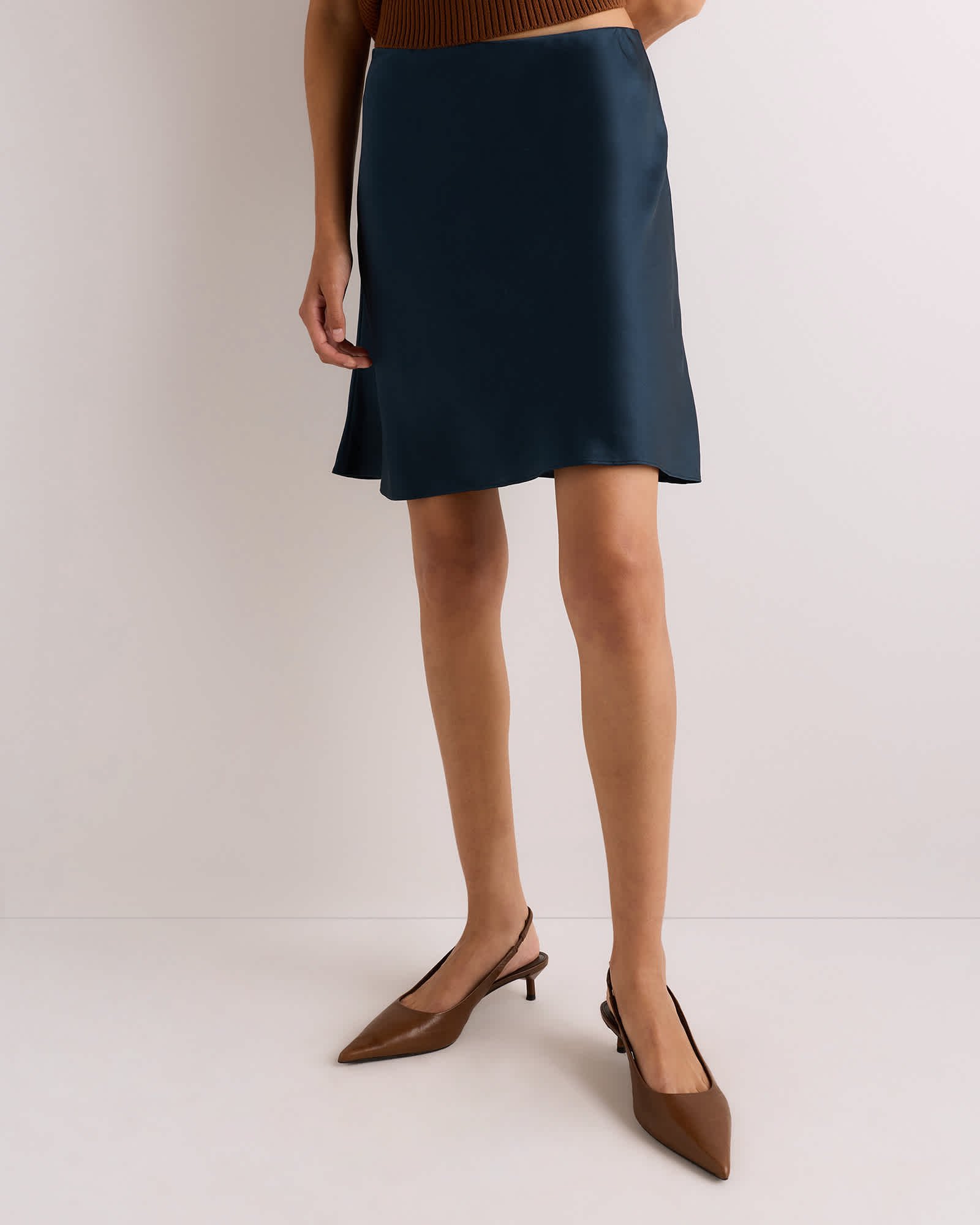 Stratus Blue 100% Washable Silk Mini Skirt